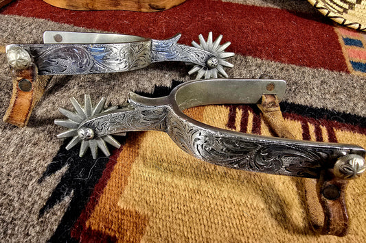 Vintage Les Garcia Sterling Silver Overlay Spurs
