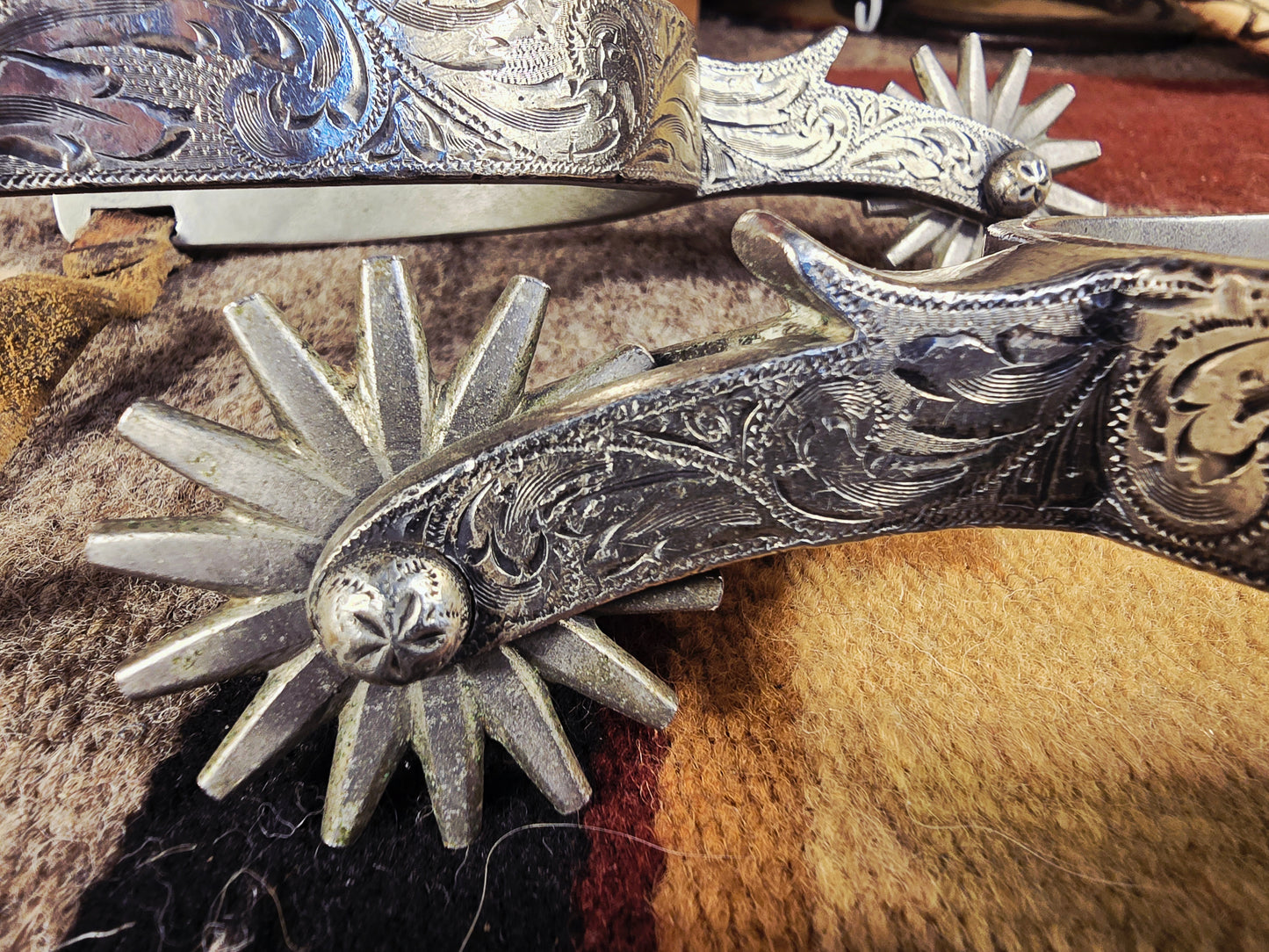 Vintage Les Garcia Sterling Silver Overlay Spurs