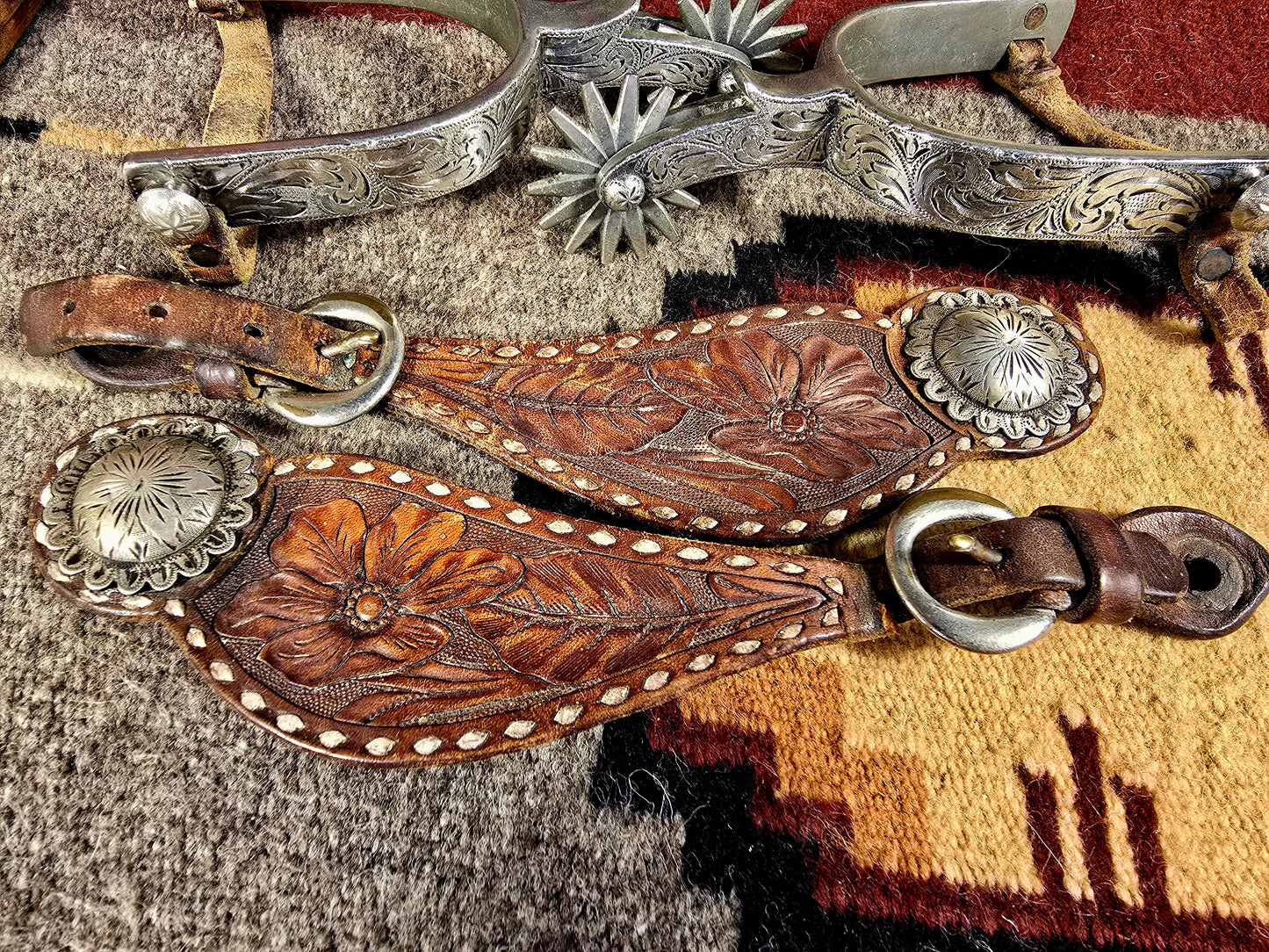 Vintage Les Garcia Sterling Silver Overlay Spurs